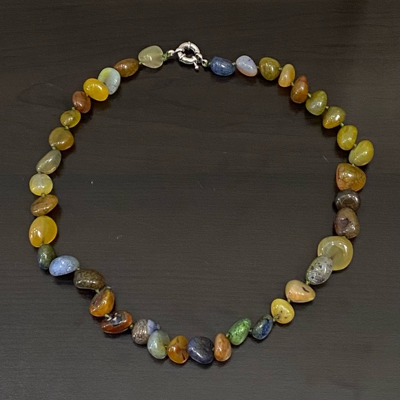 Vintage Green/Multi Semi-Precious Stone Gemstone Beaded Necklace - Picture 4 of 11